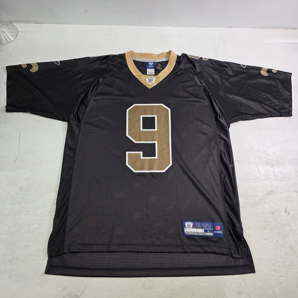 Reebok NFL New Orleans Saints Drew Brees #9 Football Mesh Jersey Men's Sz L VG‎